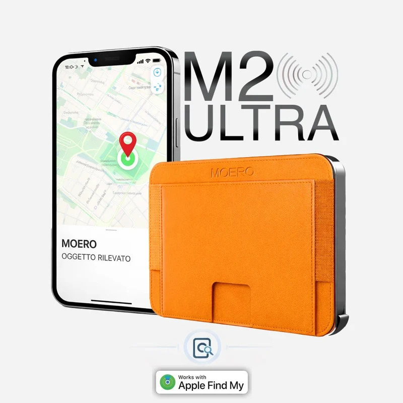 Moero M2 ULTRA 17Pro Edition MagSafe Wallet con Apple Find My Integrato – Portafoglio RFID in Alluminio e Vera Pelle