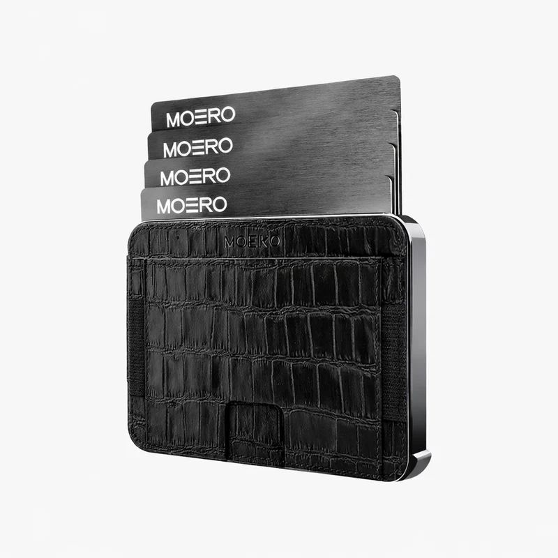 Moero M2 Pro Cocco Black MagSafe Wallet – Portafoglio RFID in Alluminio e Vera Pelle Antigraffio