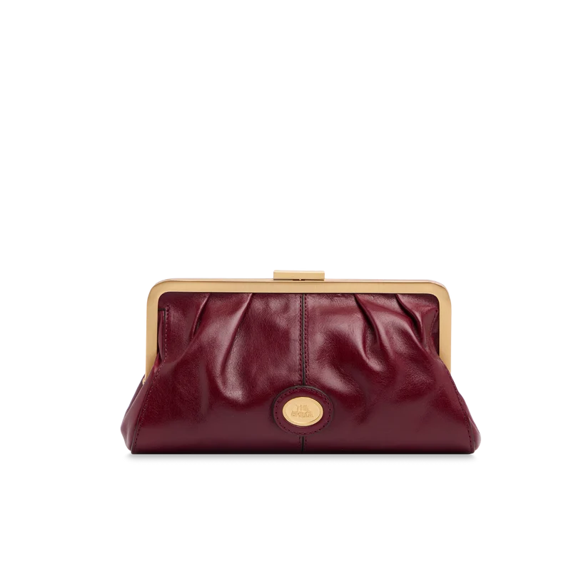 Pochette donna in pelle con chiusura a scatto