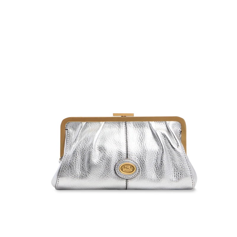 Pochette donna in pelle con chiusura a scatto