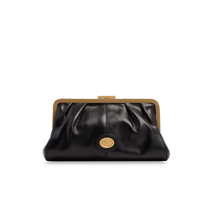 Pochette donna in pelle con chiusura a scatto