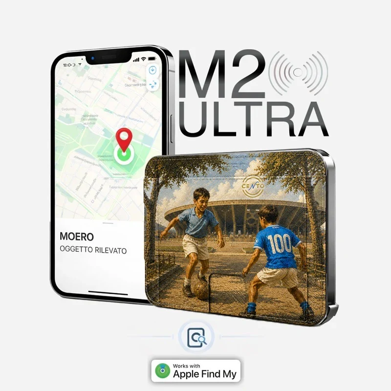 Moero M2 Ultra - Napoli Centenary - Limited Edition – Portafoglio MagSafe con Apple Find My Integrato, Vera Pelle Saffiano e Protezione RFID
