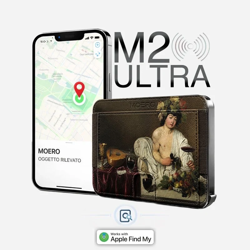 Moero M2 Ultra Bacco Limited Edition – Portafoglio MagSafe con Apple Find My Integrato, Vera Pelle Saffiano e Protezione RFID