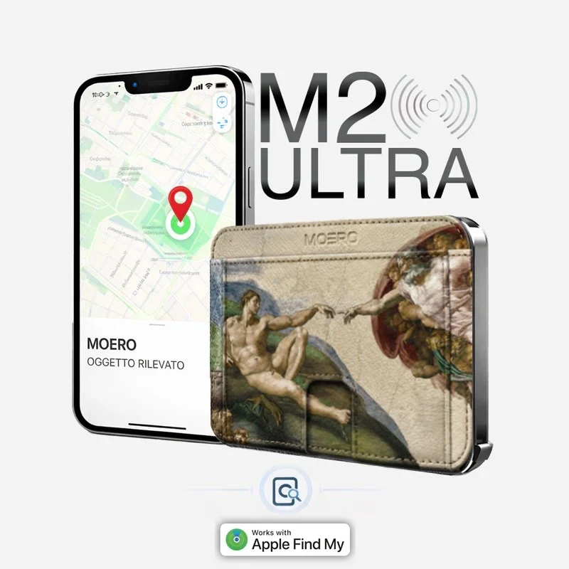 Moero M2 Ultra La creazione di Adamo Limited co Edition – Portafoglio MagSafe con Apple Find My Integrato, Vera Pelle Saffiano e Protezione RFID