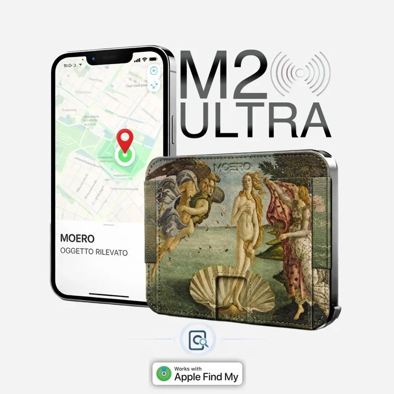 Moero M2 Ultra La nascita di Venere Limited Edition – Portafoglio MagSafe con Apple Find My Integrato, Vera Pelle Saffiano e Protezione RFID