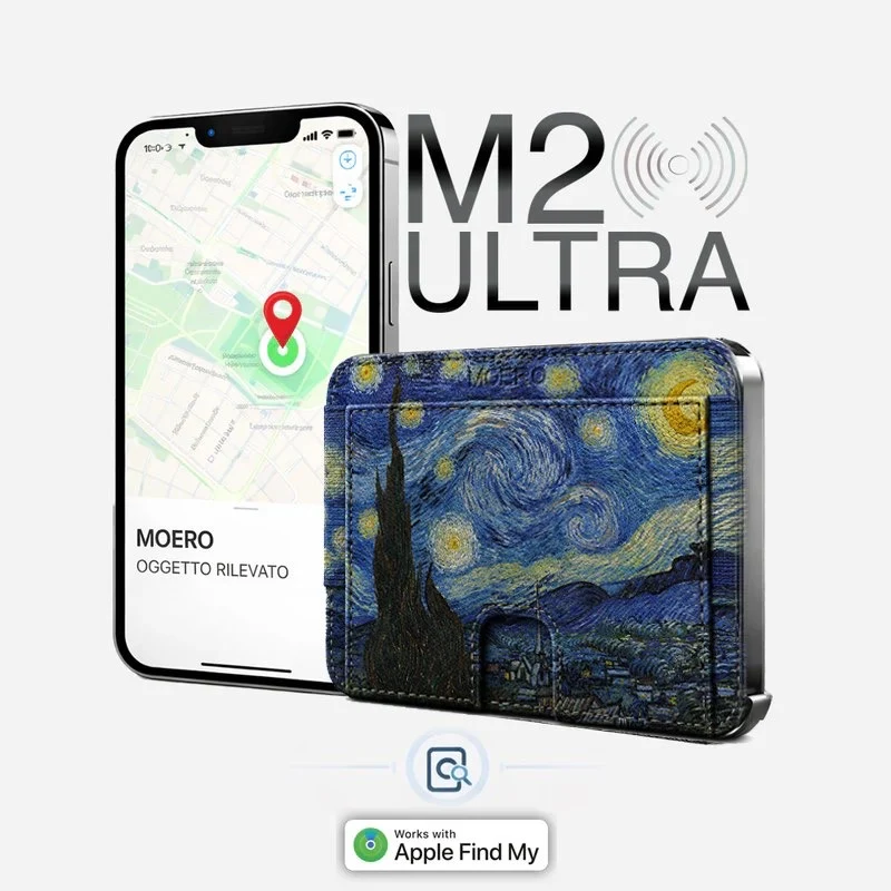 Moero M2 Ultra Notte Stellata Limited Edition – Portafoglio MagSafe con Apple Find My Integrato, Vera Pelle Saffiano e Protezione RFID