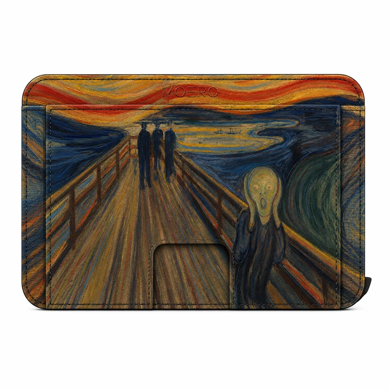 Moero M2 Pro - L'urlo di Munch Limited Edition - MagSafe Wallet – Portafoglio RFID in Alluminio e Vera Pelle Saffiano Antigraffio