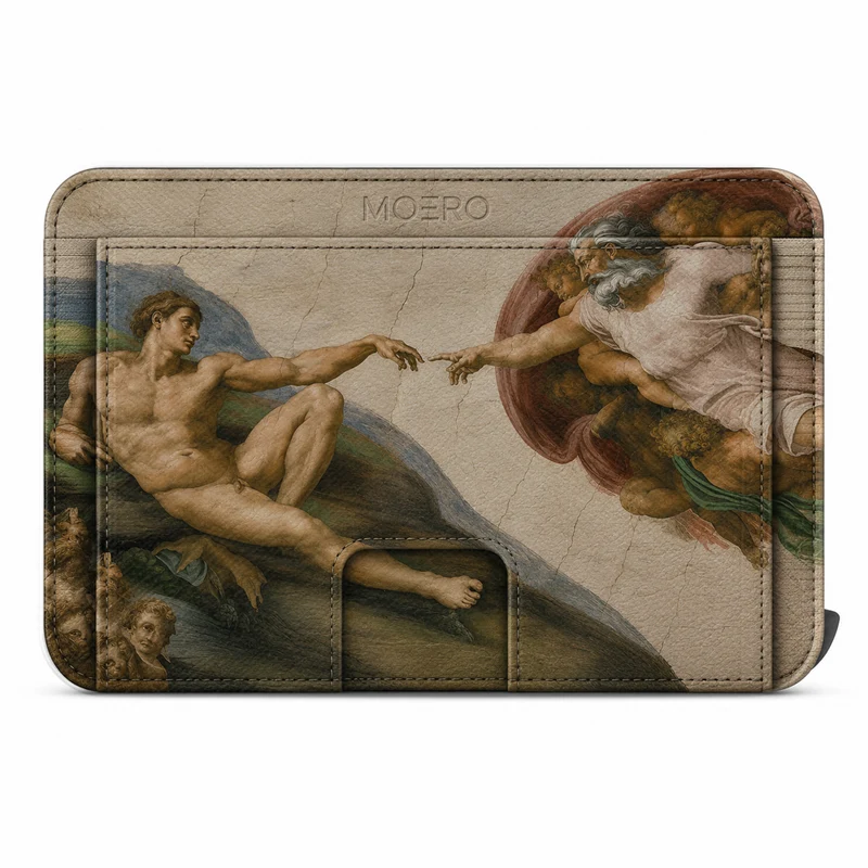 Moero M2 Pro - La creazione di Adamo Limited Edition - MagSafe Wallet – Portafoglio RFID in Alluminio e Vera Pelle Saffiano Antigraffio