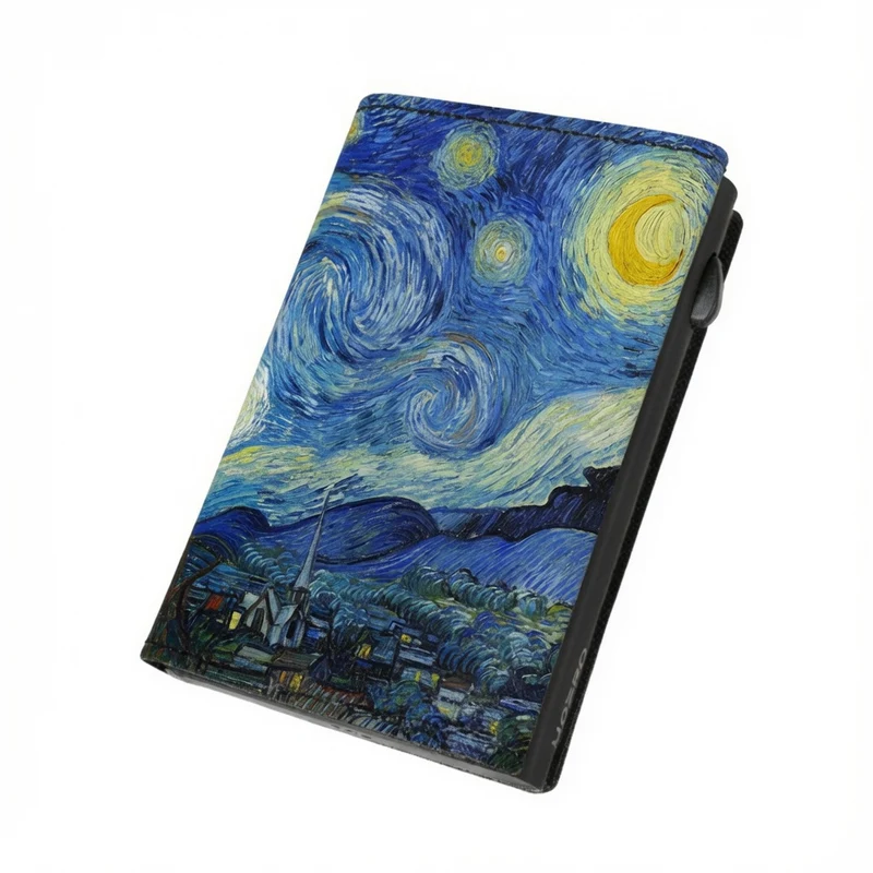 Moero La notte Stellata Limited Edition – Portafoglio RFID in Vera Pelle Saffiano con Chiusura Magnetica e Portamonete Zip