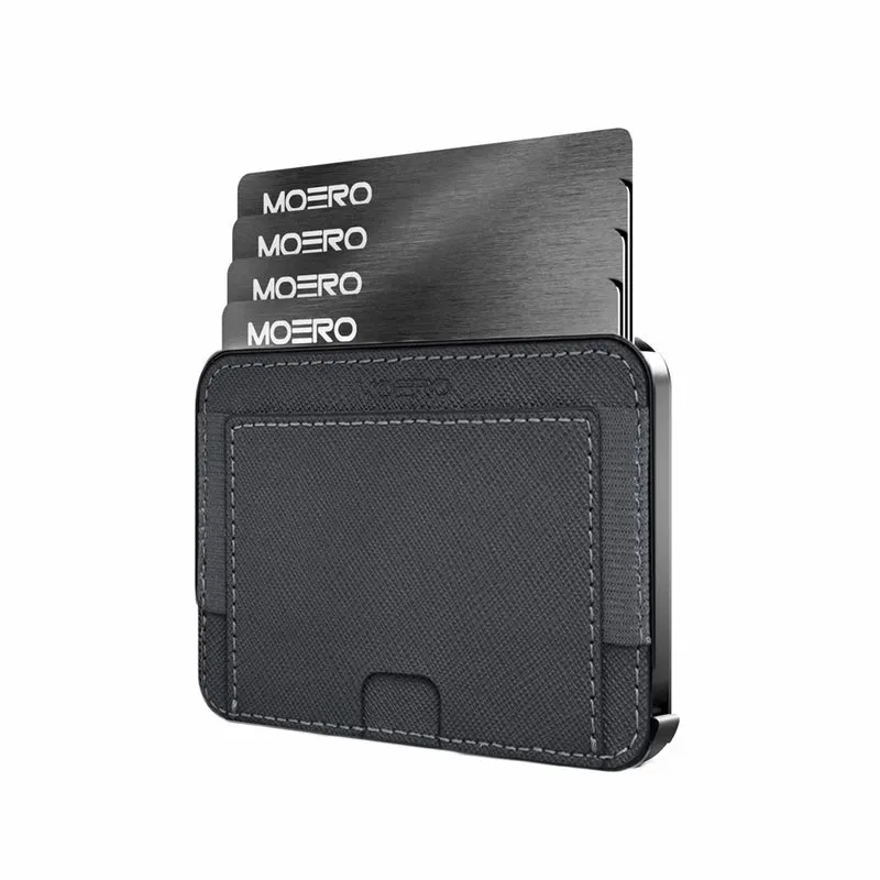 Moero M2 Pro Saffiano Grey MagSafe Wallet – Portafoglio RFID in Alluminio e Vera Pelle Antigraffio