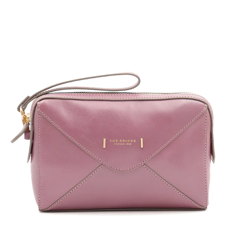 Pochette Donna THE BRIDGE linea Frida in Pelle color Orchidea