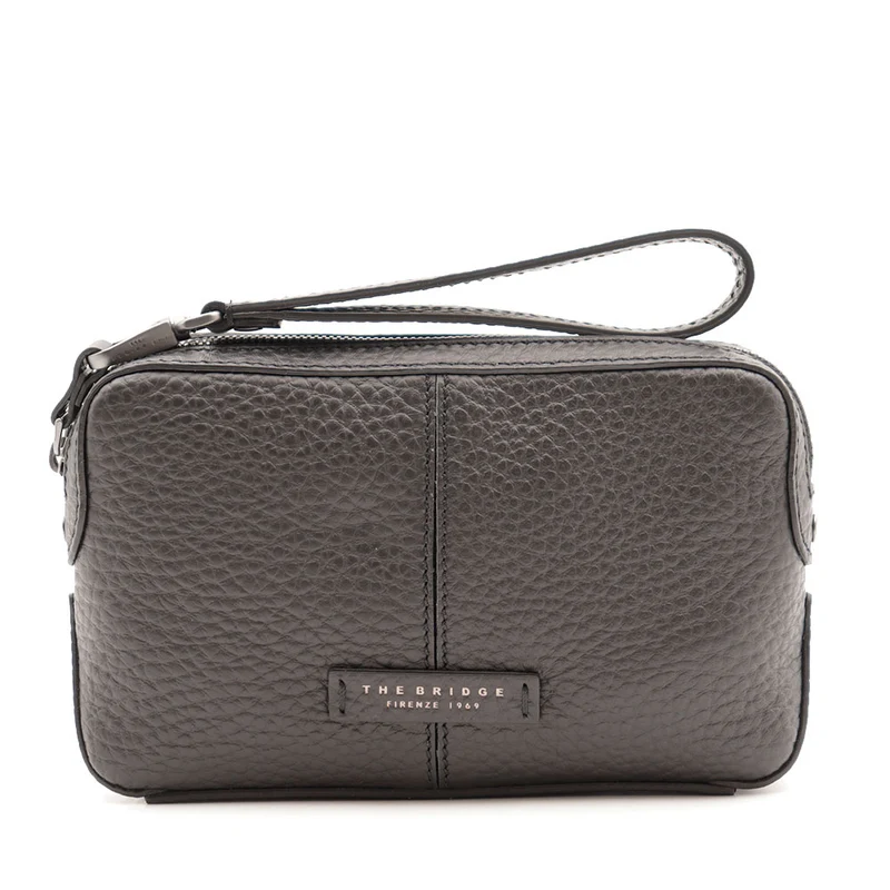 Pouch Uomo THE BRIDGE linea Manfredi in Pelle Nera