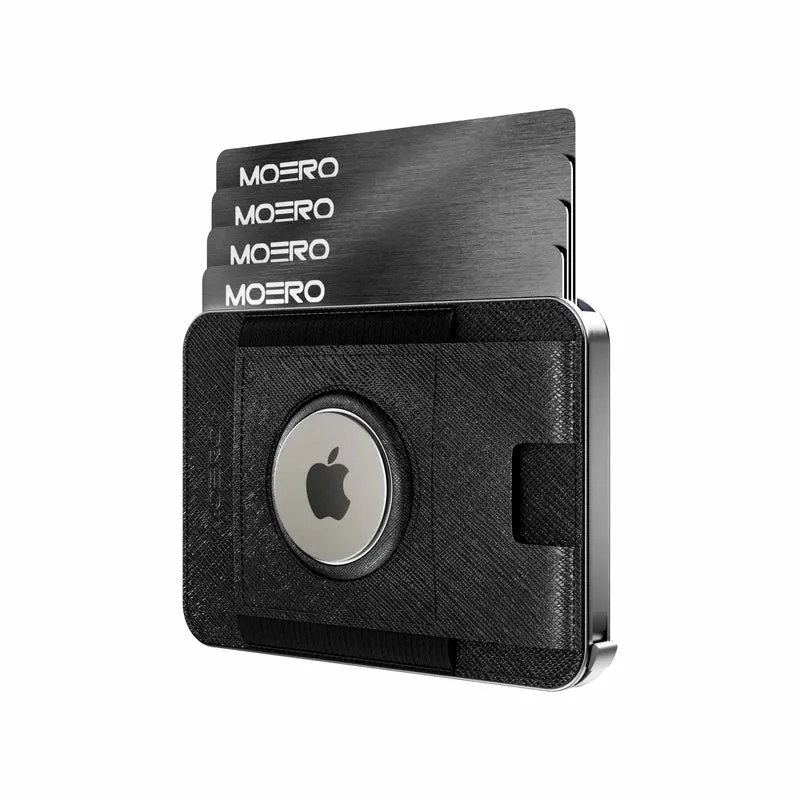 Moero M2 Pro Airtag Saffiano Black MagSafe Wallet con Slot AirTag – Portafoglio RFID in Vera Pelle