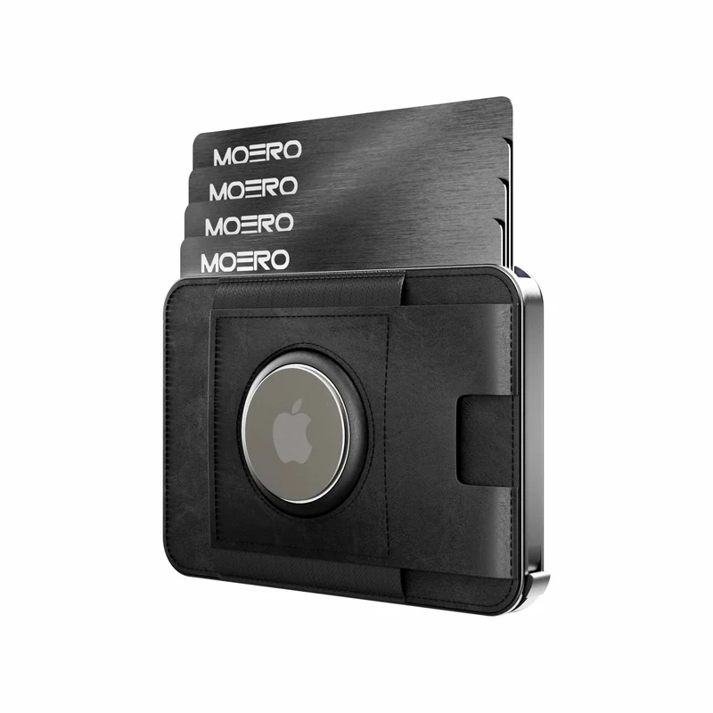 Moero M2 Pro Airtag Vintage Black MagSafe Wallet con Slot AirTag – Portafoglio RFID in Pelle Vegan