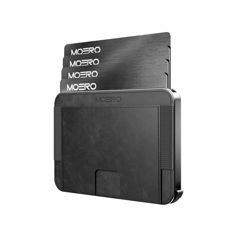 Moero M2 Pro Vintage Grey MagSafe Wallet – Portafoglio RFID in Alluminio e Pelle Vegan
