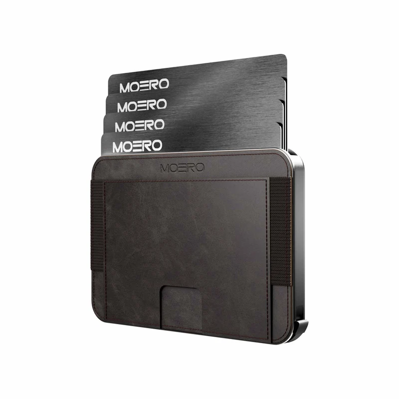 Moero M2 Pro Vintage Dark Brown MagSafe Wallet – Portafoglio RFID in Alluminio e Pelle Vegan