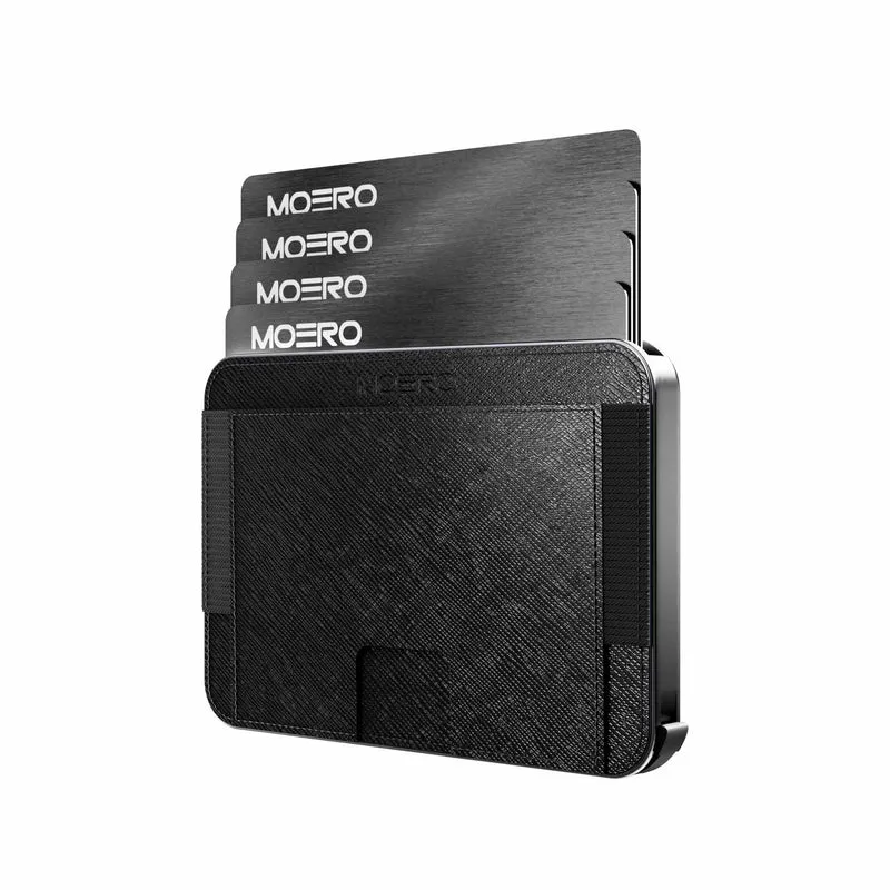 Moero M2 Pro Saffiano Black MagSafe Wallet – Portafoglio RFID in Alluminio e Vera Pelle Antigraffio