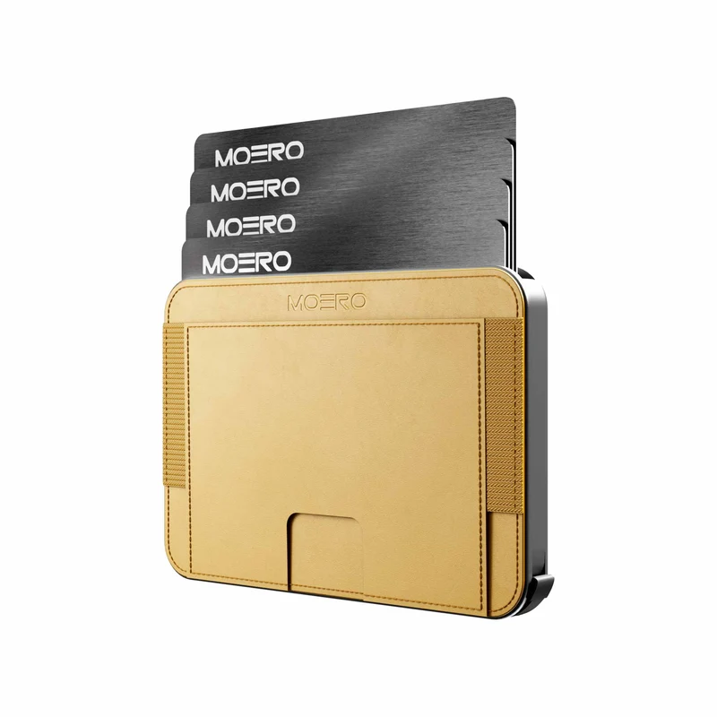 Moero M2 MagSafe – Portafoglio MagSafe Minimalista con RFID, Portacarte Automatico e Pelle Vegana – Giallo