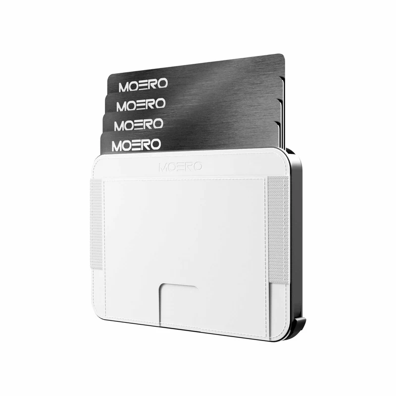 Moero M2 MagSafe – Portafoglio MagSafe Minimalista con RFID, Portacarte Automatico e Pelle Vegana – Bianco