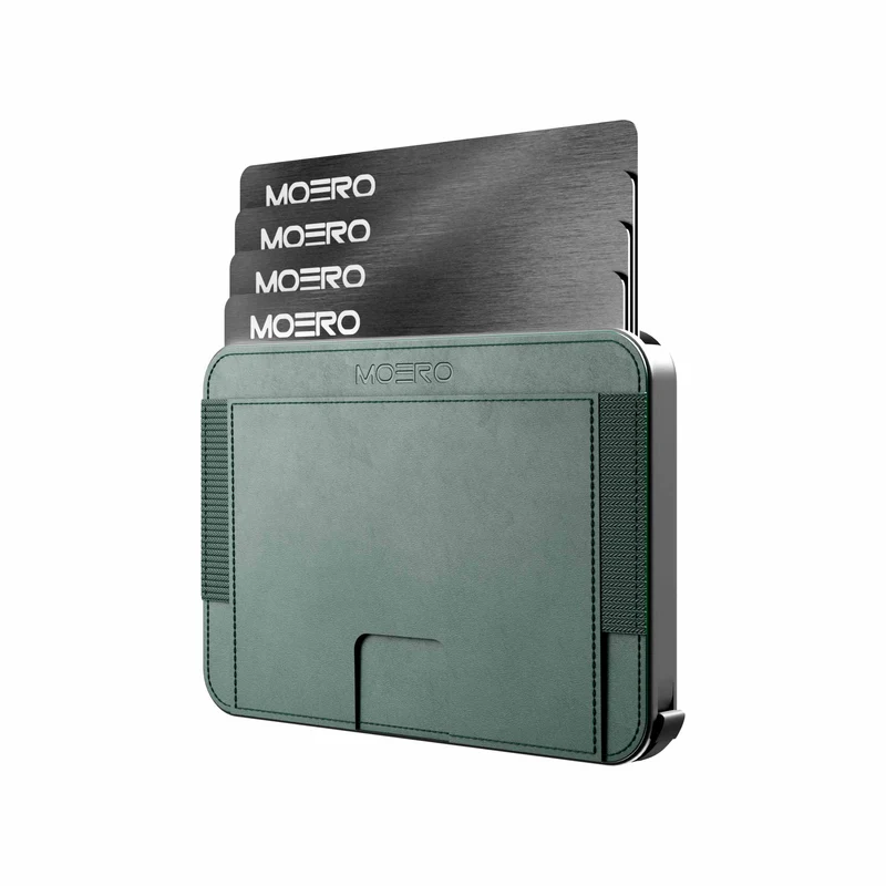 Moero M2 MagSafe – Portafoglio MagSafe Minimalista con RFID, Portacarte Automatico e Pelle Vegana – Verde