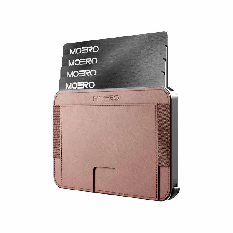 Moero M2 MagSafe – Portafoglio MagSafe Minimalista con RFID, Portacarte Automatico e Pelle Vegana – Marrone
