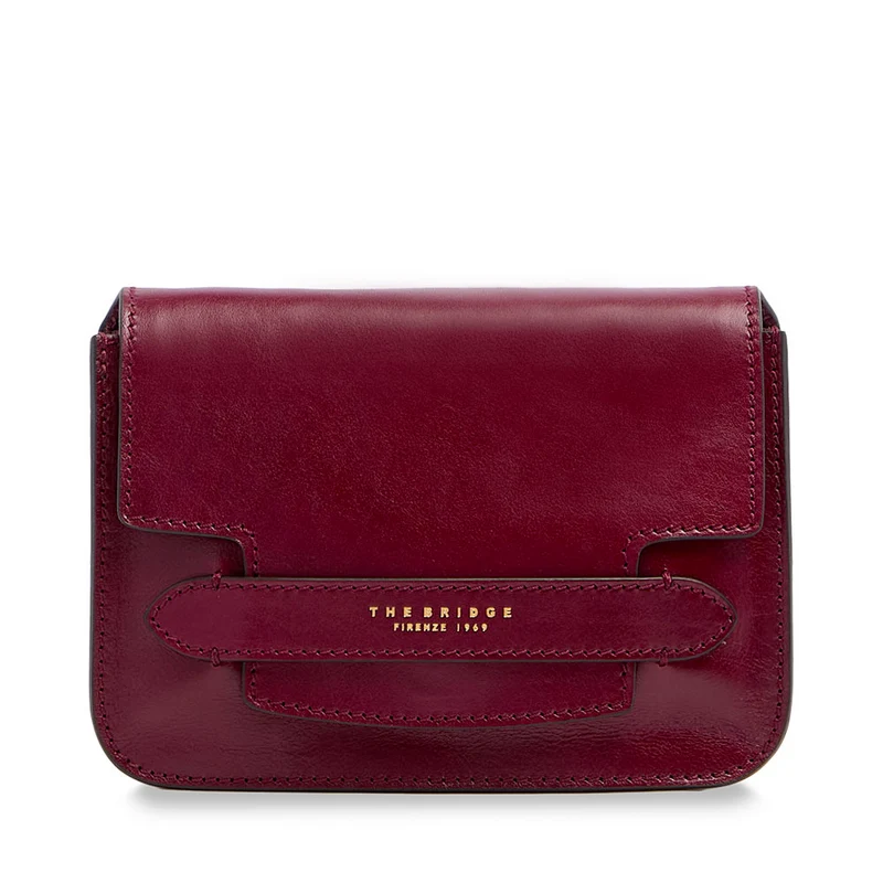 Borsa Donna a Tracolla Media THE BRIDGE linea Lucrezia in Pelle Rosso Barolo