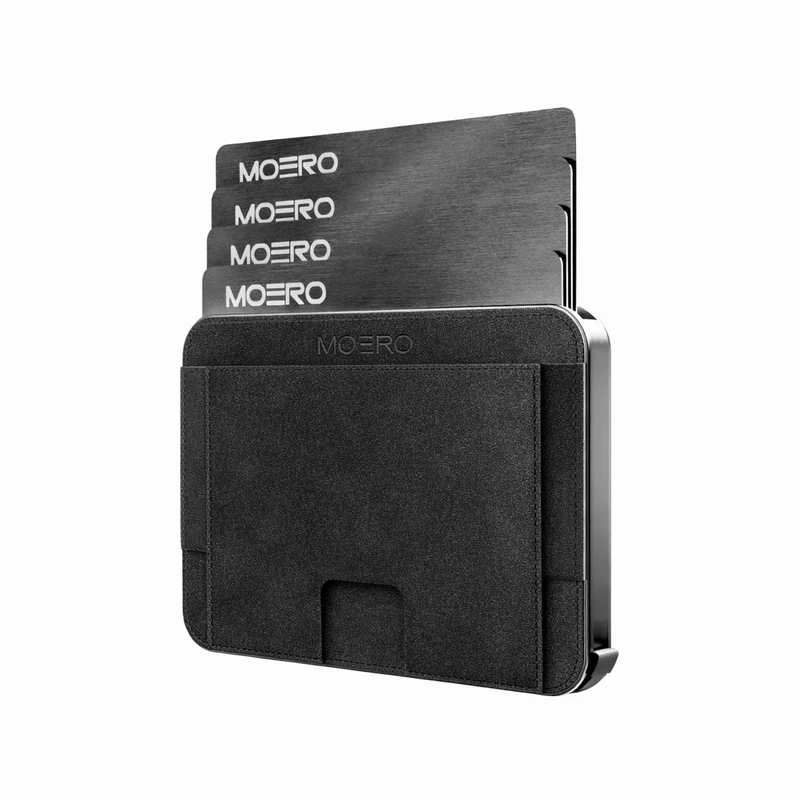 Moero M2 Pro SUPERIOR Black MagSafe Wallet – Portafoglio RFID in Alluminio e microfibra scamosciata