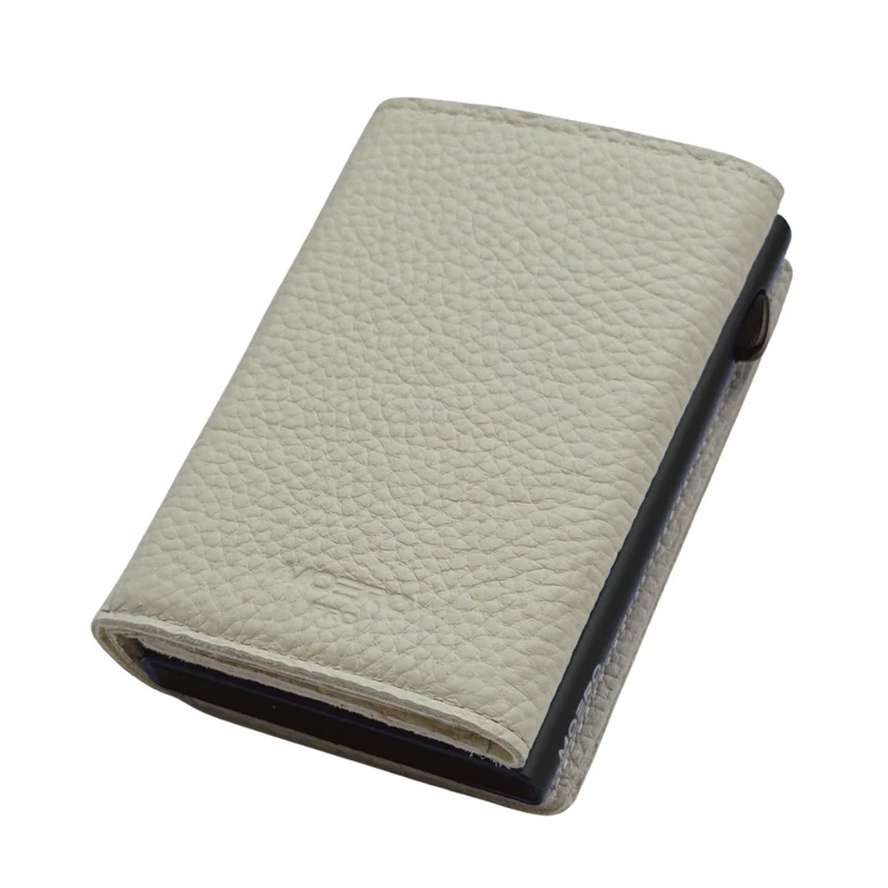 Moero PRO PLUS Zip – Portafoglio Bottalato in Vera Pelle con Portamonete Zip, RFID e Chiusura Magnetica – Beige