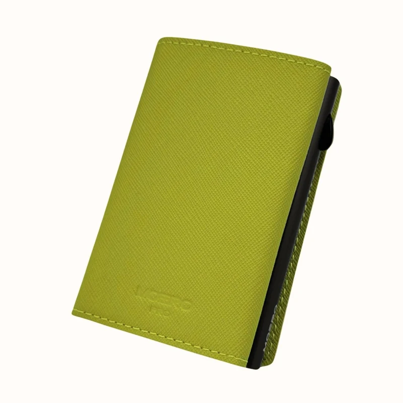 Moero PRO Saffiano – Portafoglio in Vera Pelle Saffiano Antigraffio con RFID e Chiusura Magnetica – Lime