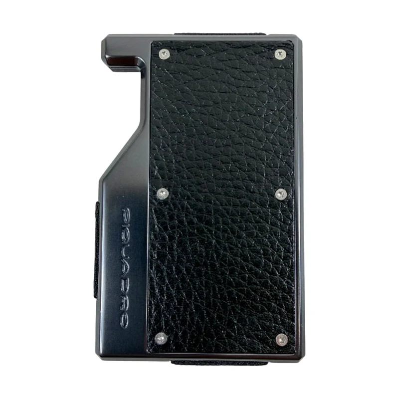 Portacarte PIQUADRO MagSafe in Alluminio e Pelle con Fascia Elastica Colore Nero - PP7203MOSR