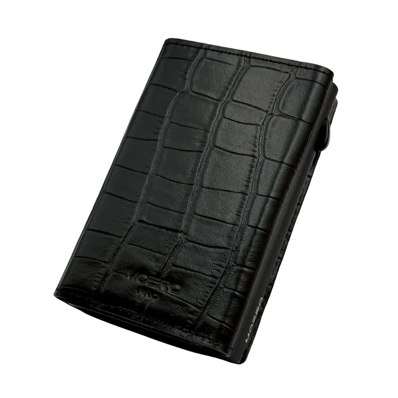 Moero PRO Croco – Portafoglio in Vera Pelle Effetto Coccodrillo con Protezione RFID e Chiusura Magnetica – Nero