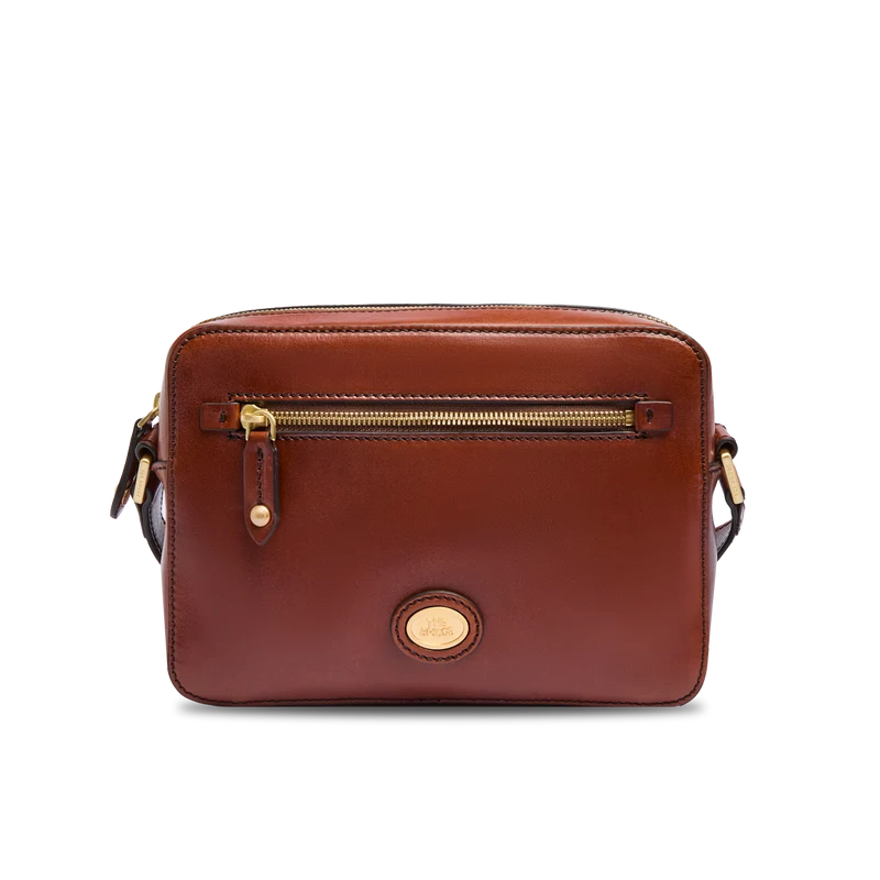 Tracolla in pelle uomo con zip frontale