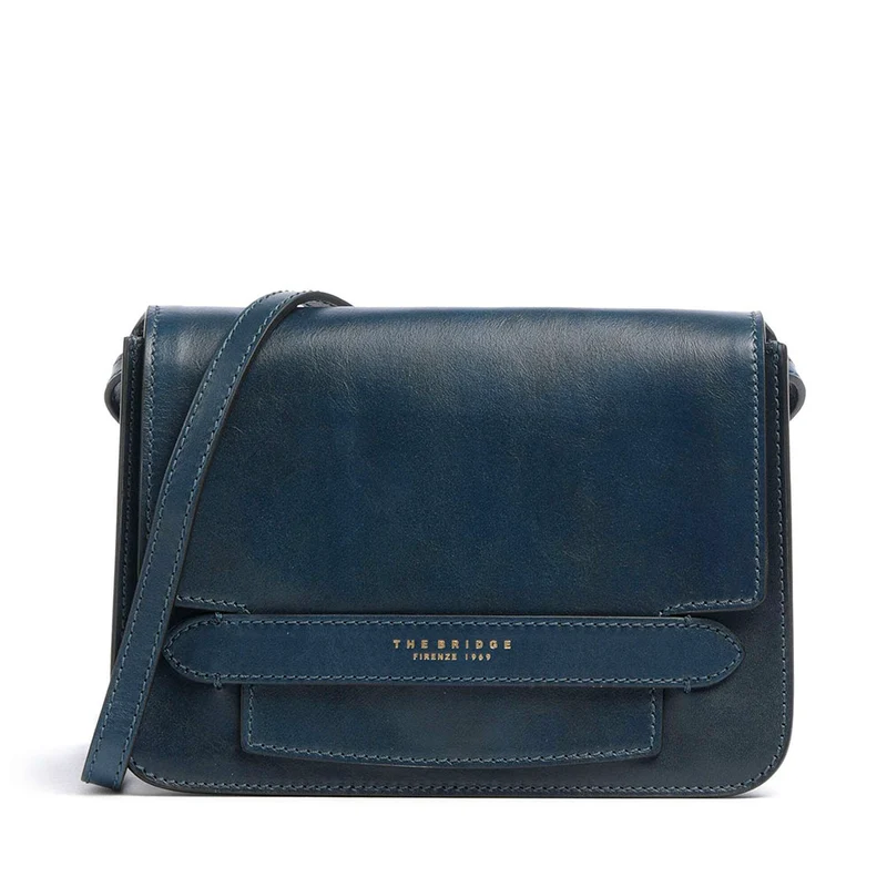 Borsa Donna a Tracolla Grande THE BRIDGE linea Lucrezia in Pelle Blu Notte
