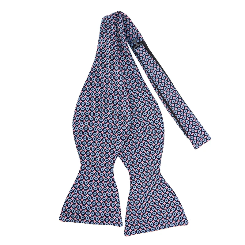 PINK SELF-TIE PRINTED SILK BOW TIE