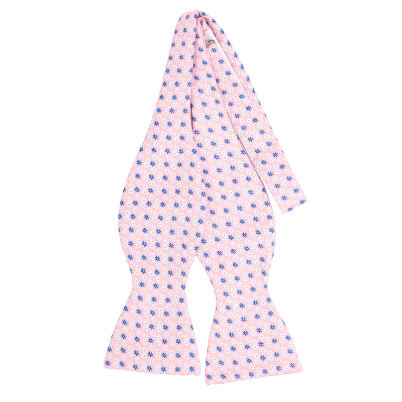 PINK SELF-TIE PRINTED SILK BOW TIE