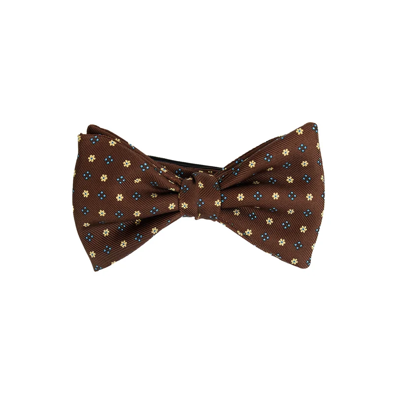 DARK BROWN PRE-KNOTTED PRINTED SILK BOWTIE