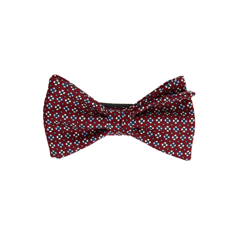 BURGUNDY PRE-KNOTTED PRINTED SILK BOWTIE