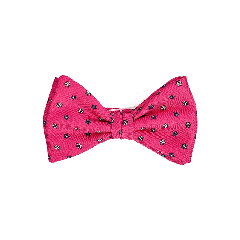 FUCHSIA PRE-KNOTTED PRINTED SILK BOWTIE