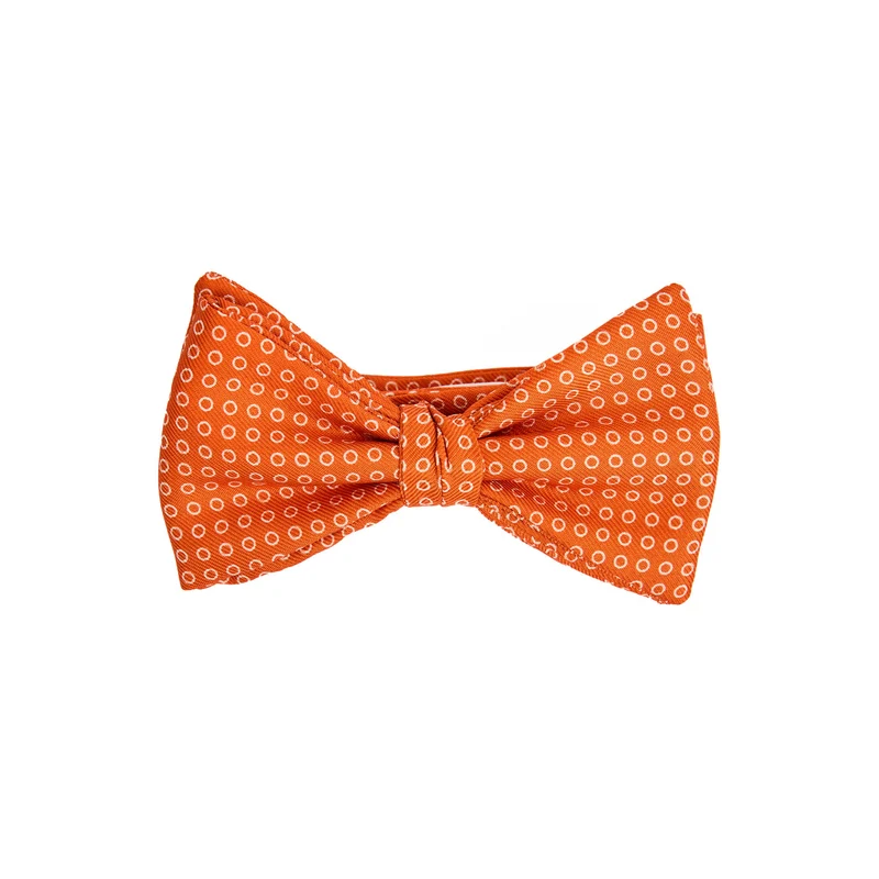 ORANGE PRE-KNOTTED PRINTED SILK BOWTIE