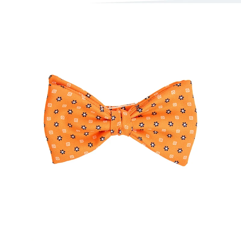 ORANGE PRE-KNOTTED PRINTED SILK BOWTIE
