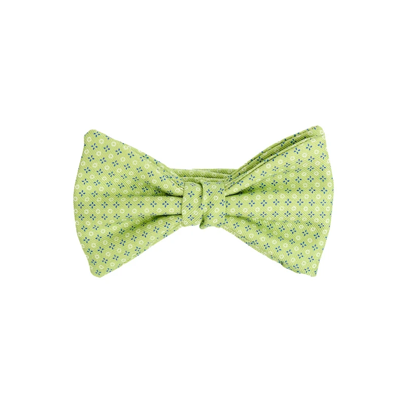 LIGHT GREEN PRE-KNOTTED PRINTED SILK BOWTIE