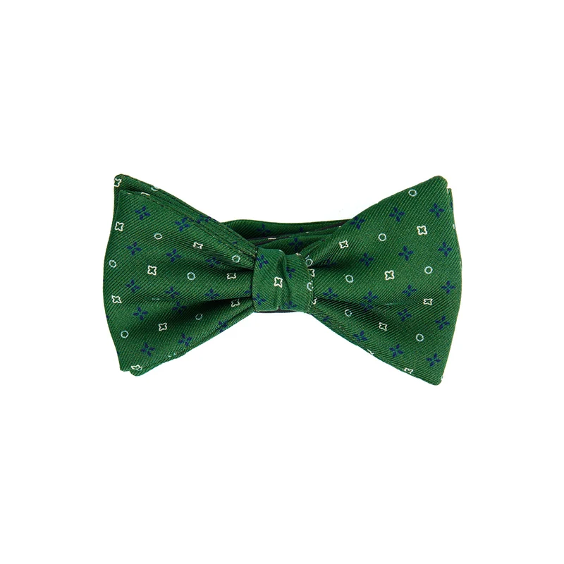 DARK GREEN PRE-KNOTTED PRINTED SILK BOWTIE