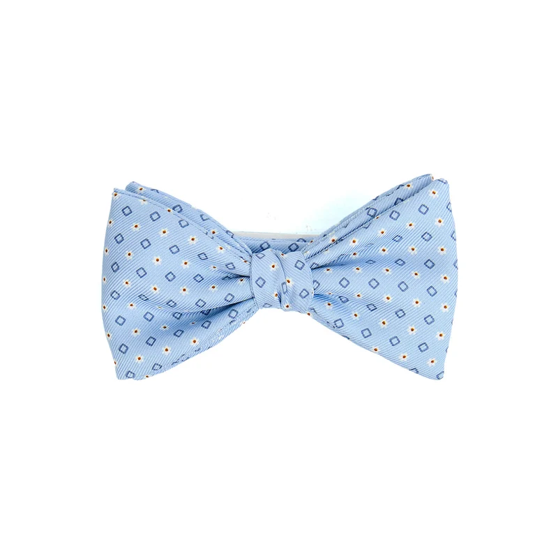 LIGHT BLUE PRE-KNOTTED PRINTED SILK BOWTIE