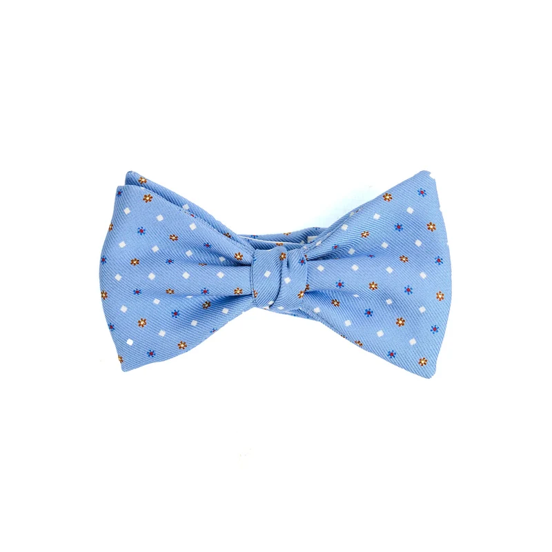 LIGHT BLUE PRE-KNOTTED PRINTED SILK BOWTIE