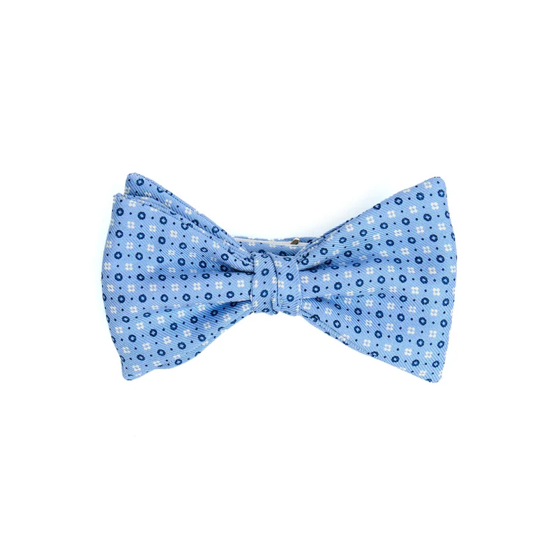 LIGHT BLUE PRE-KNOTTED PRINTED SILK BOWTIE