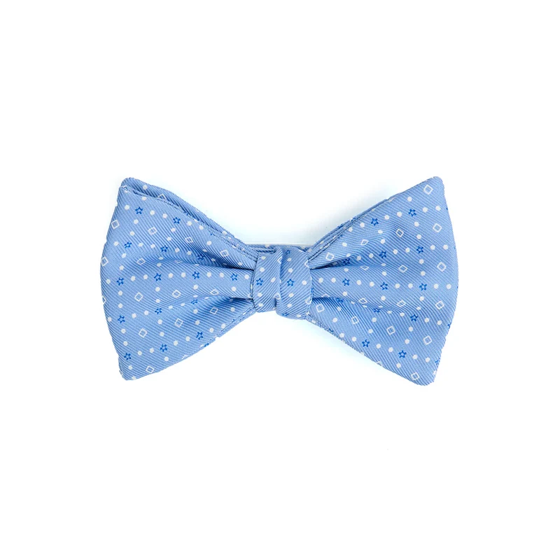 LIGHT BLUE PRE-KNOTTED PRINTED SILK BOWTIE
