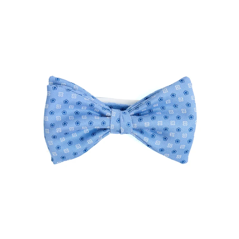 LIGHT BLUE PRE-KNOTTED PRINTED SILK BOWTIE