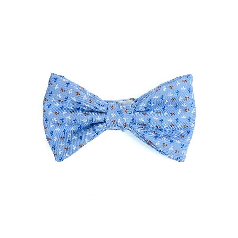 LIGHT BLUE PRE-KNOTTED PRINTED SILK BOWTIE