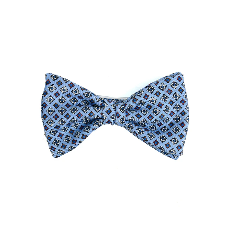 LIGHT BLUE PRE-KNOTTED PRINTED SILK BOWTIE