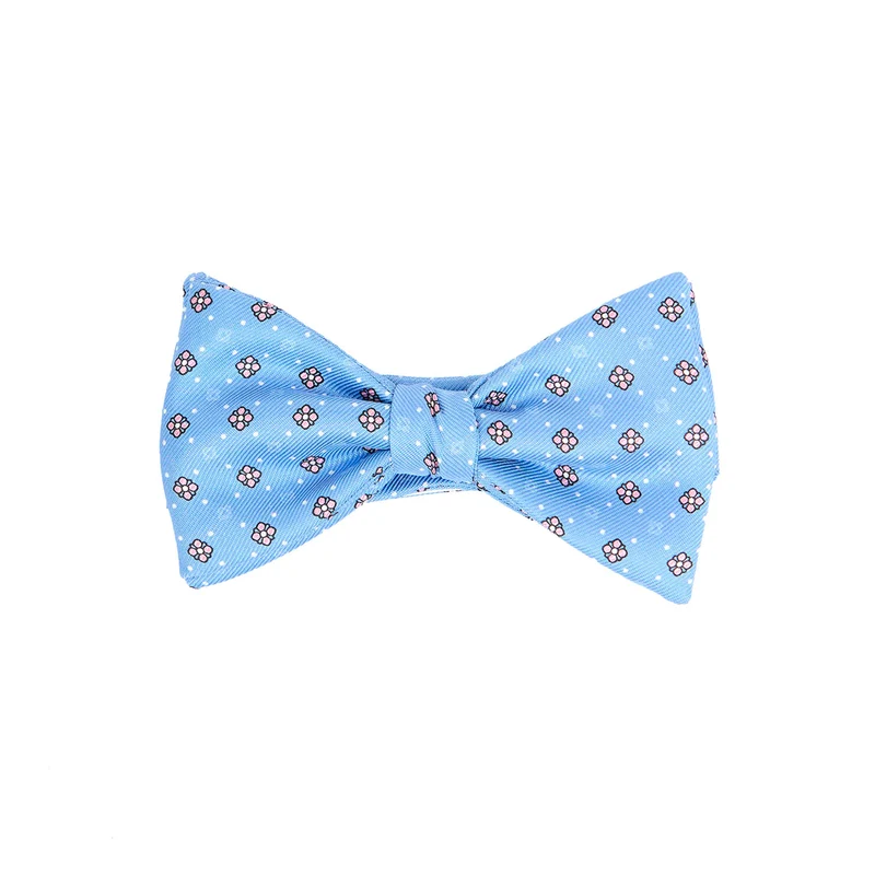 LIGHT BLUE PRE-KNOTTED PRINTED SILK BOWTIE